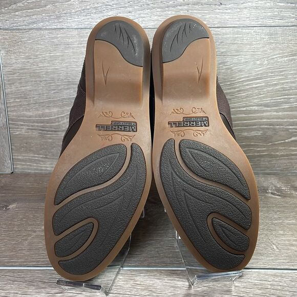 Merrell Adaline Bluff Bracken Leather Canvas Women’s Sz 8 Split Toe Ankle Boots - Picture 7 of 11